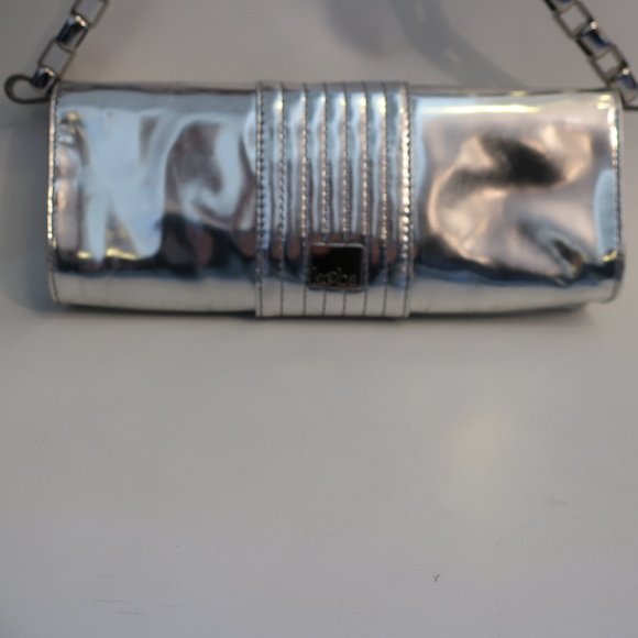 Womens Kooba Silver Chain Strap Leather Clutch Handbag * - Picture 9 of 16